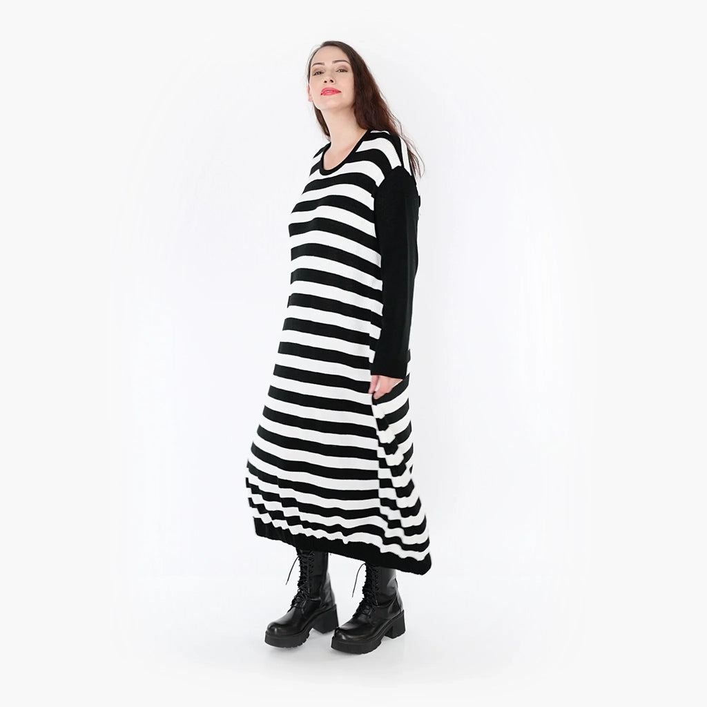 AKH Fashion Kleid 2344 Warmy, Schwarz/Weiß