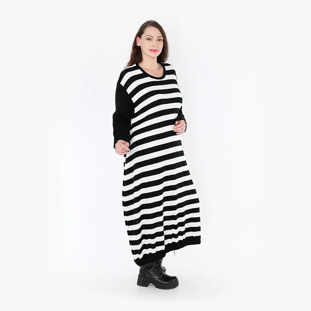 AKH Fashion Kleid 2344 Warmy, Schwarz/Weiß