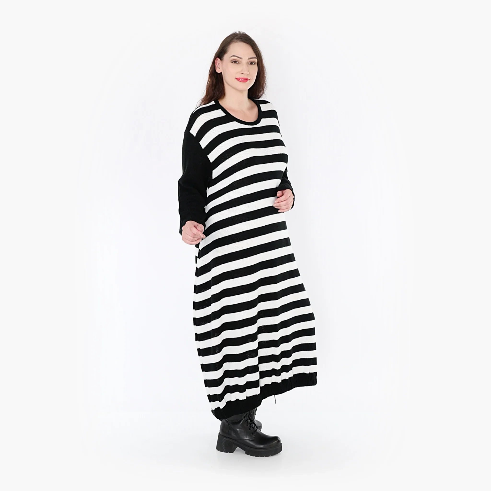 AKH Fashion Kleid 2344 Warmy, Schwarz/Weiß