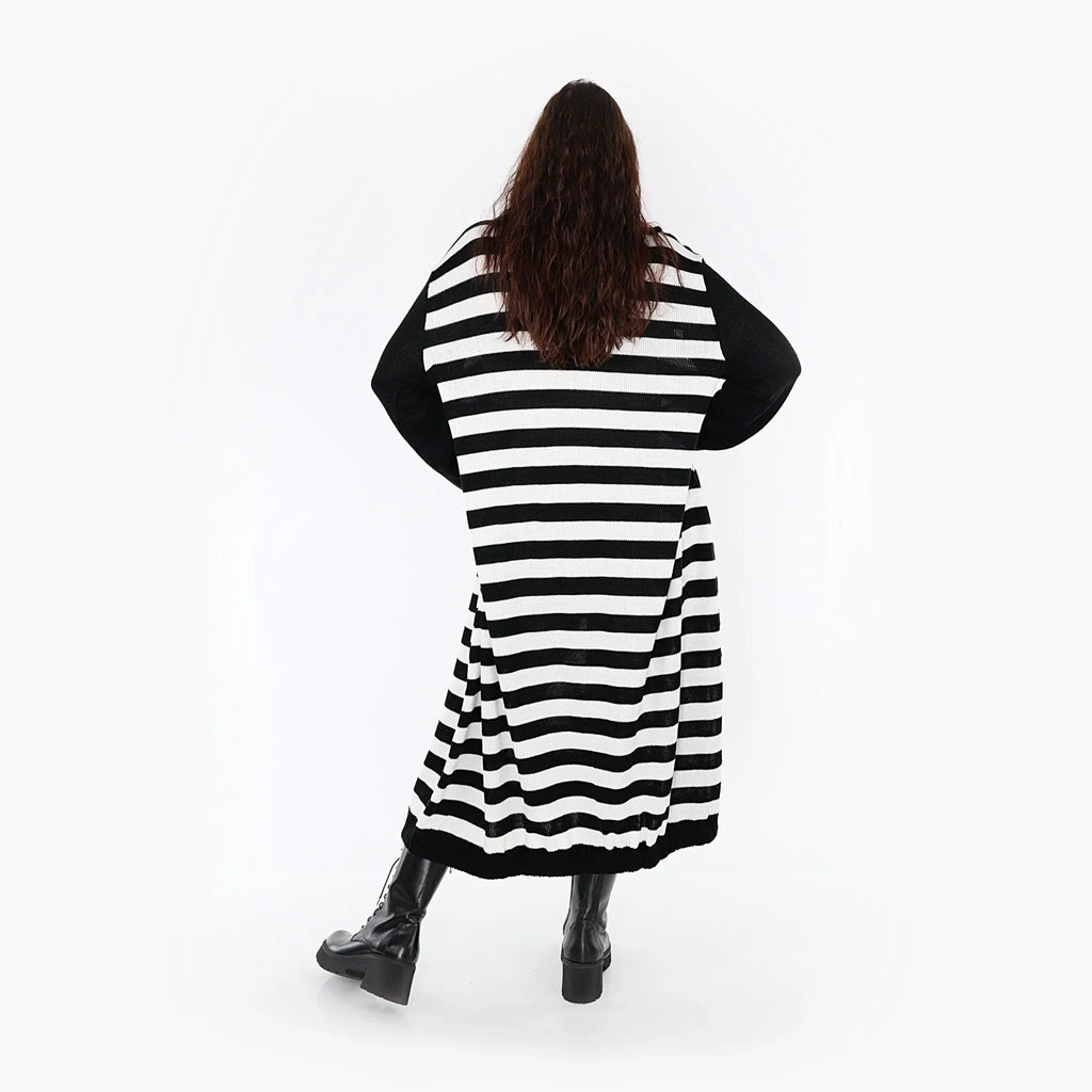 AKH Fashion Kleid 2344 Warmy, Schwarz/Weiß