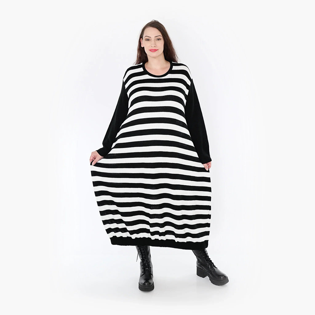 AKH Fashion Kleid 2344 Warmy, Schwarz/Weiß