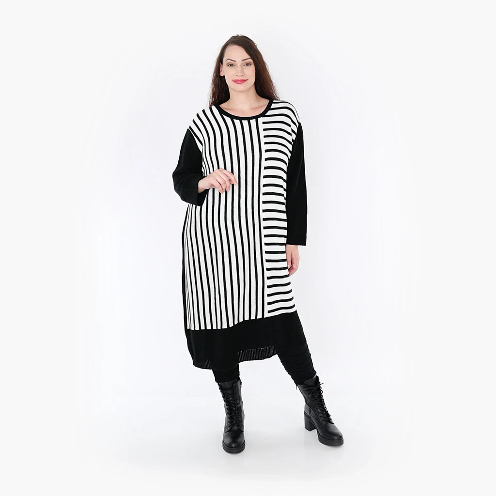 AKH Fashion Kleid 2346 Warmy, Weiß/Schwarz