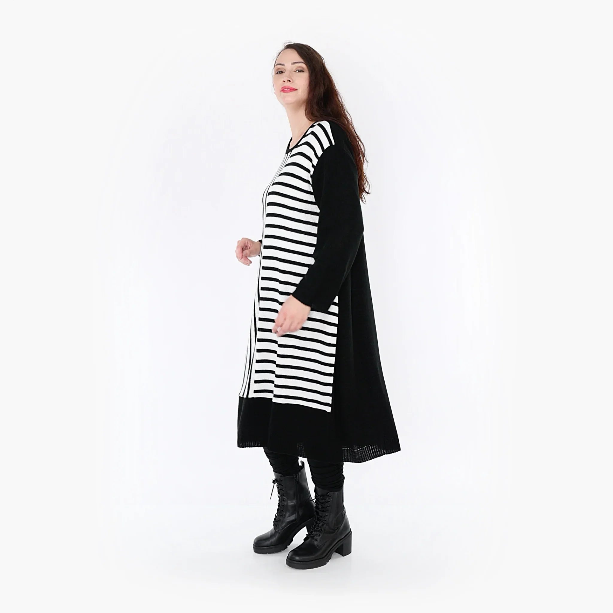 AKH Fashion Kleid 2346 Warmy, Weiß/Schwarz