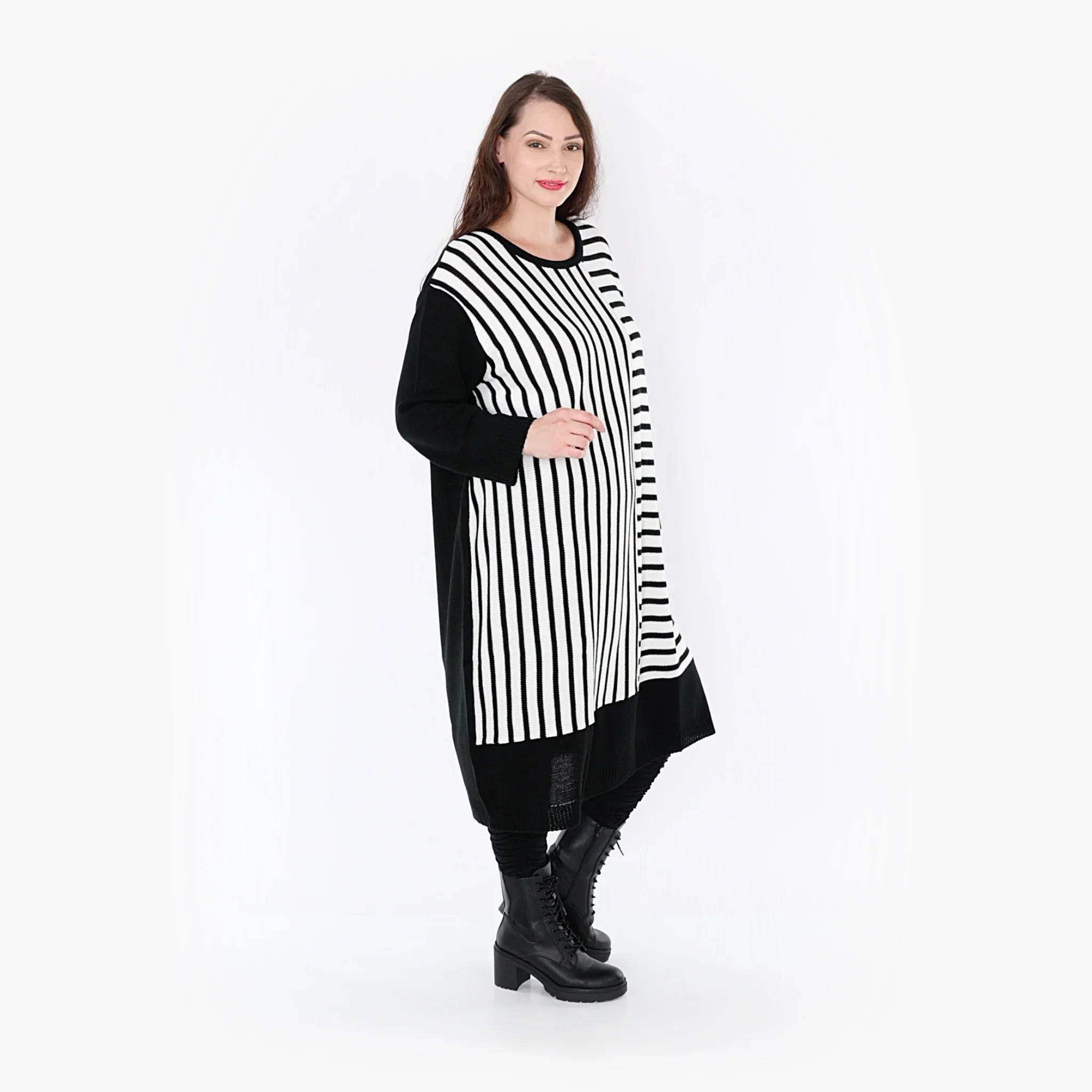 AKH Fashion Kleid 2346 Warmy, Weiß/Schwarz