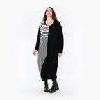 AKH Fashion Kleid 2401 Warmy, Schwarz/Weiß