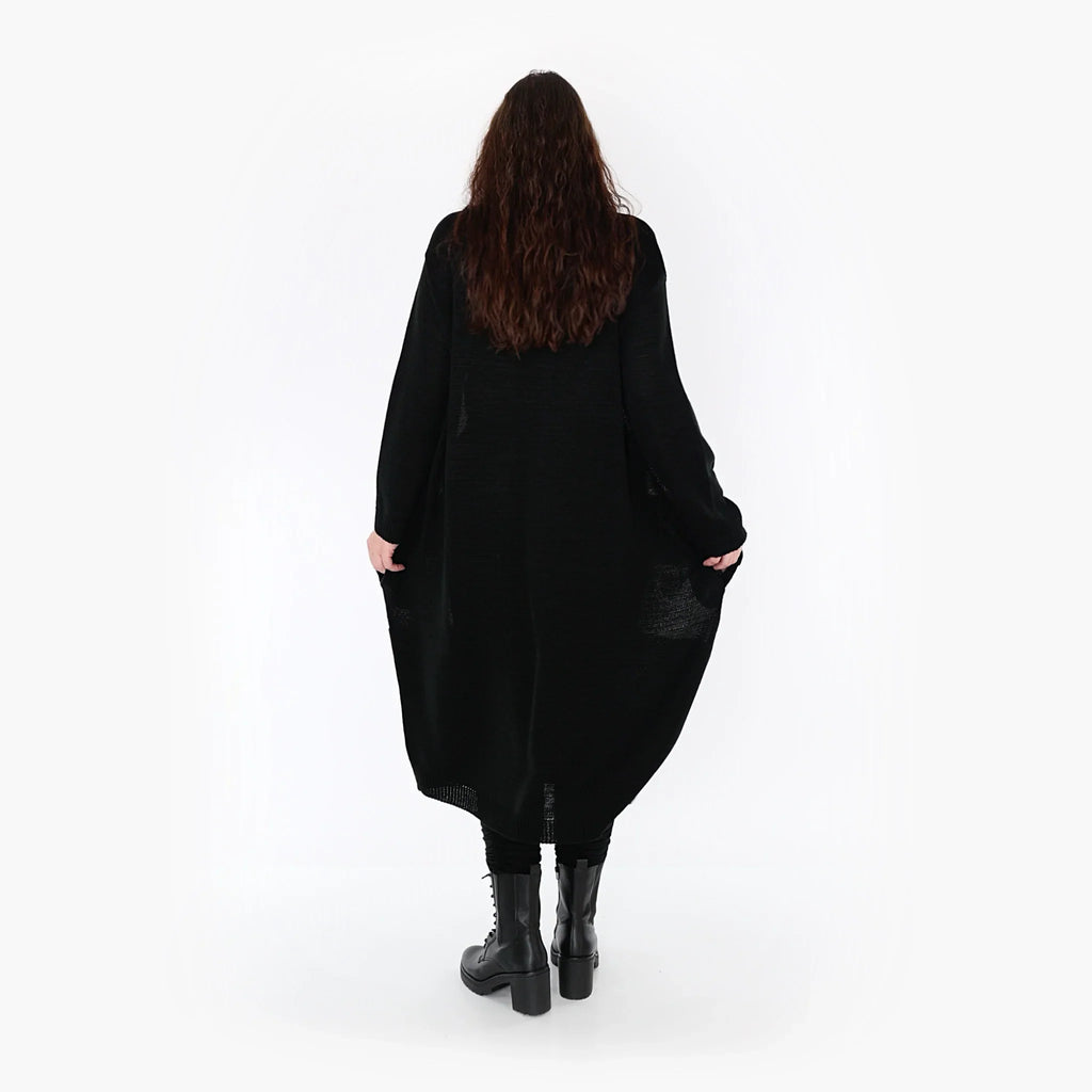 AKH Fashion Kleid 2402 Warmy, Schwarz/Weiß