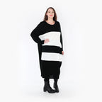 AKH Fashion Kleid 2402 Warmy, Schwarz/Weiß