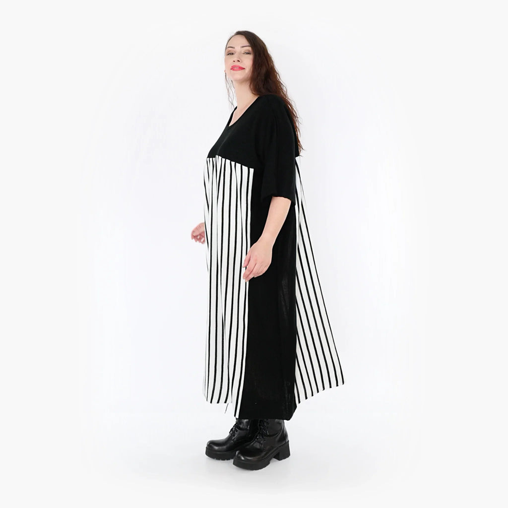 AKH Fashion Kleid 2403 Warmy, Schwarz/Weiß