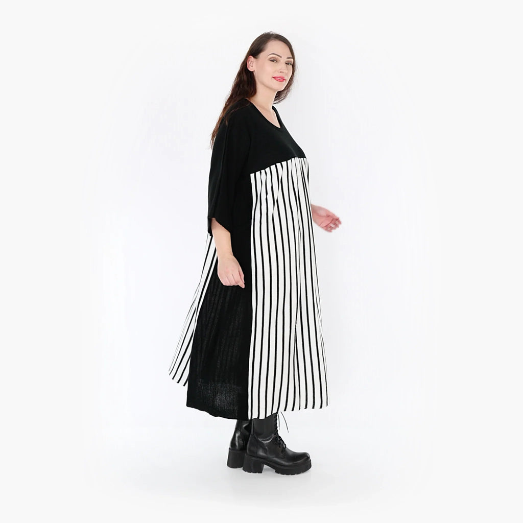 AKH Fashion Kleid 2403 Warmy, Schwarz/Weiß