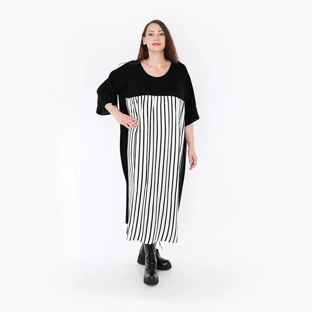 AKH Fashion Kleid 2403 Warmy, Schwarz/Weiß