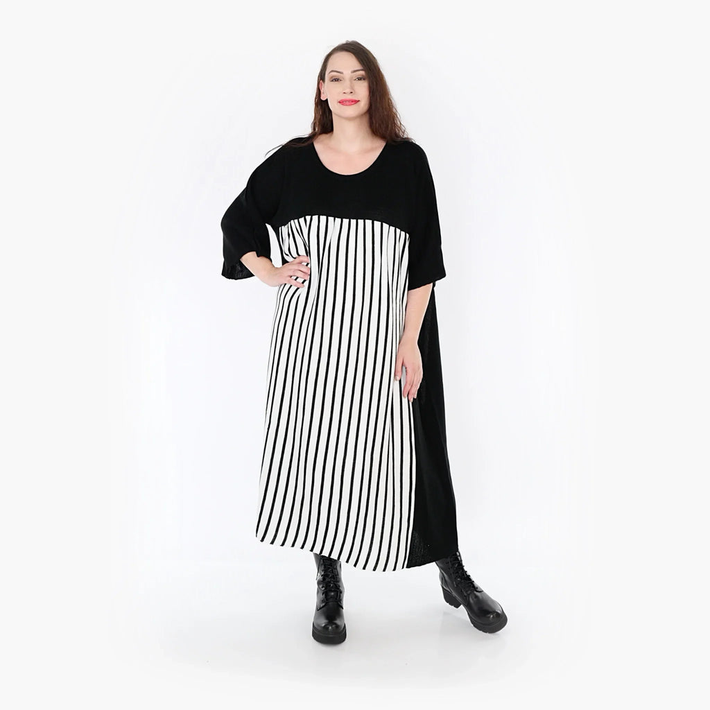 AKH Fashion Kleid 2403 Warmy, Schwarz/Weiß