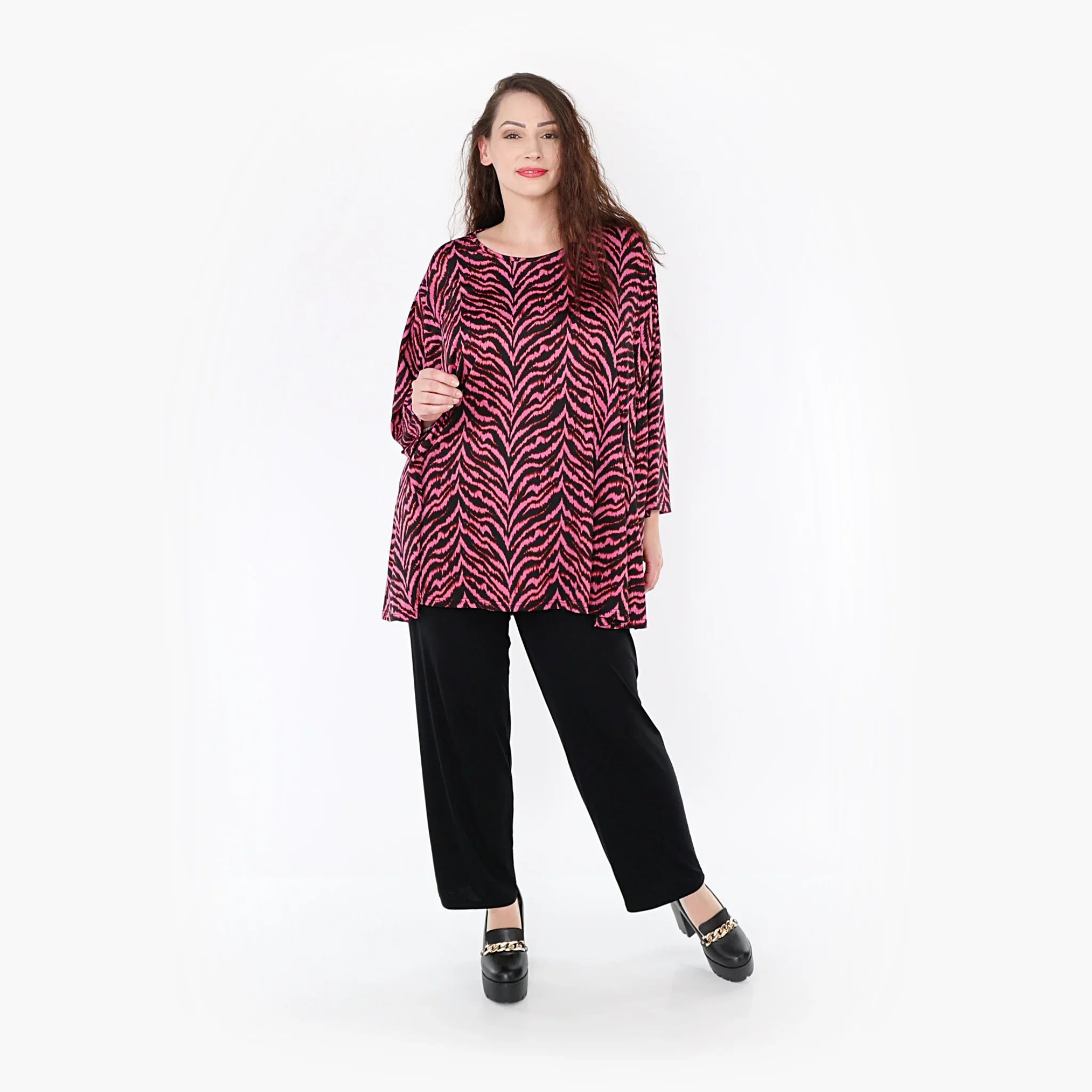 AKH Fashion Shirt 593 Hania, Fuchsia/Schwarz