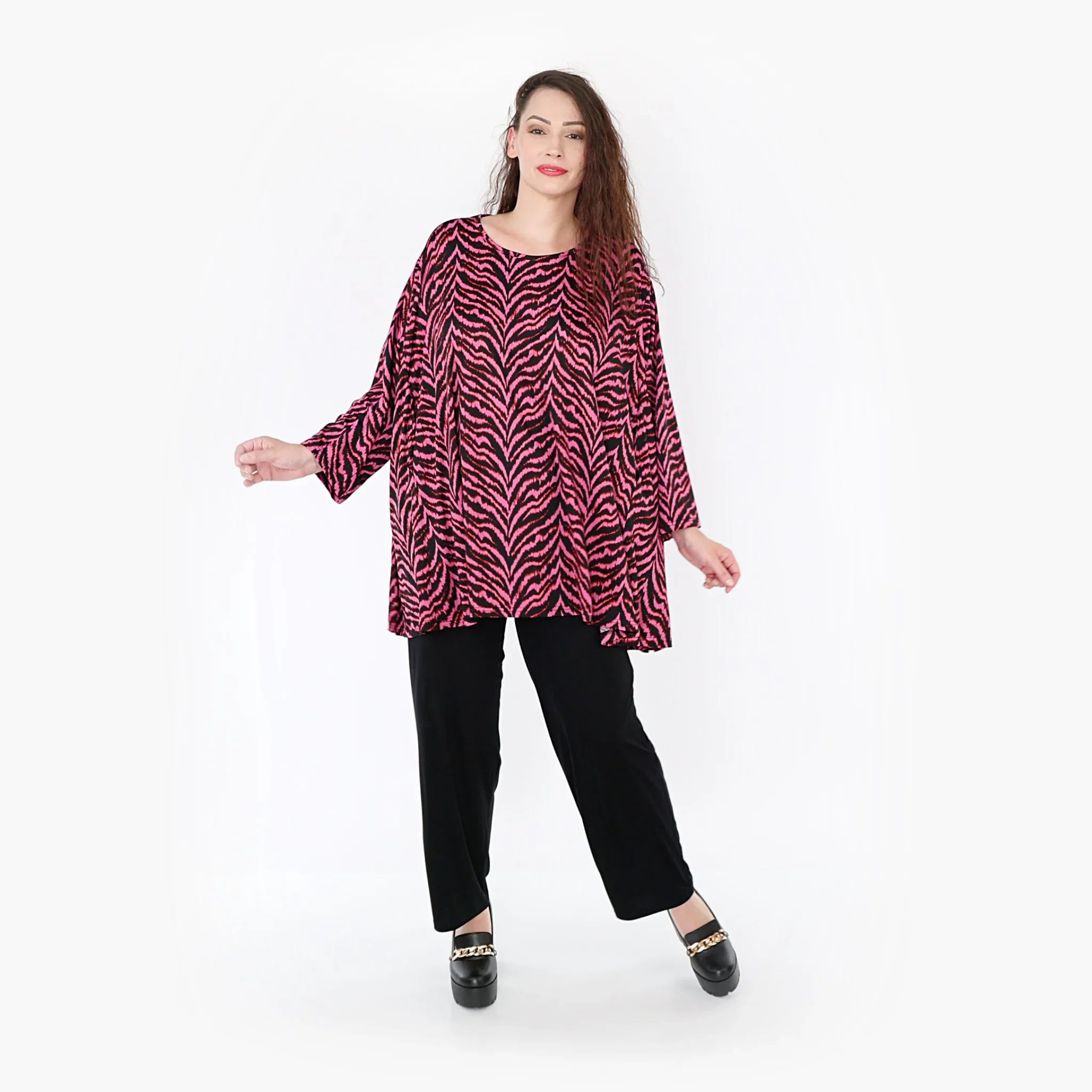 AKH Fashion Shirt 593 Hania, Fuchsia/Schwarz