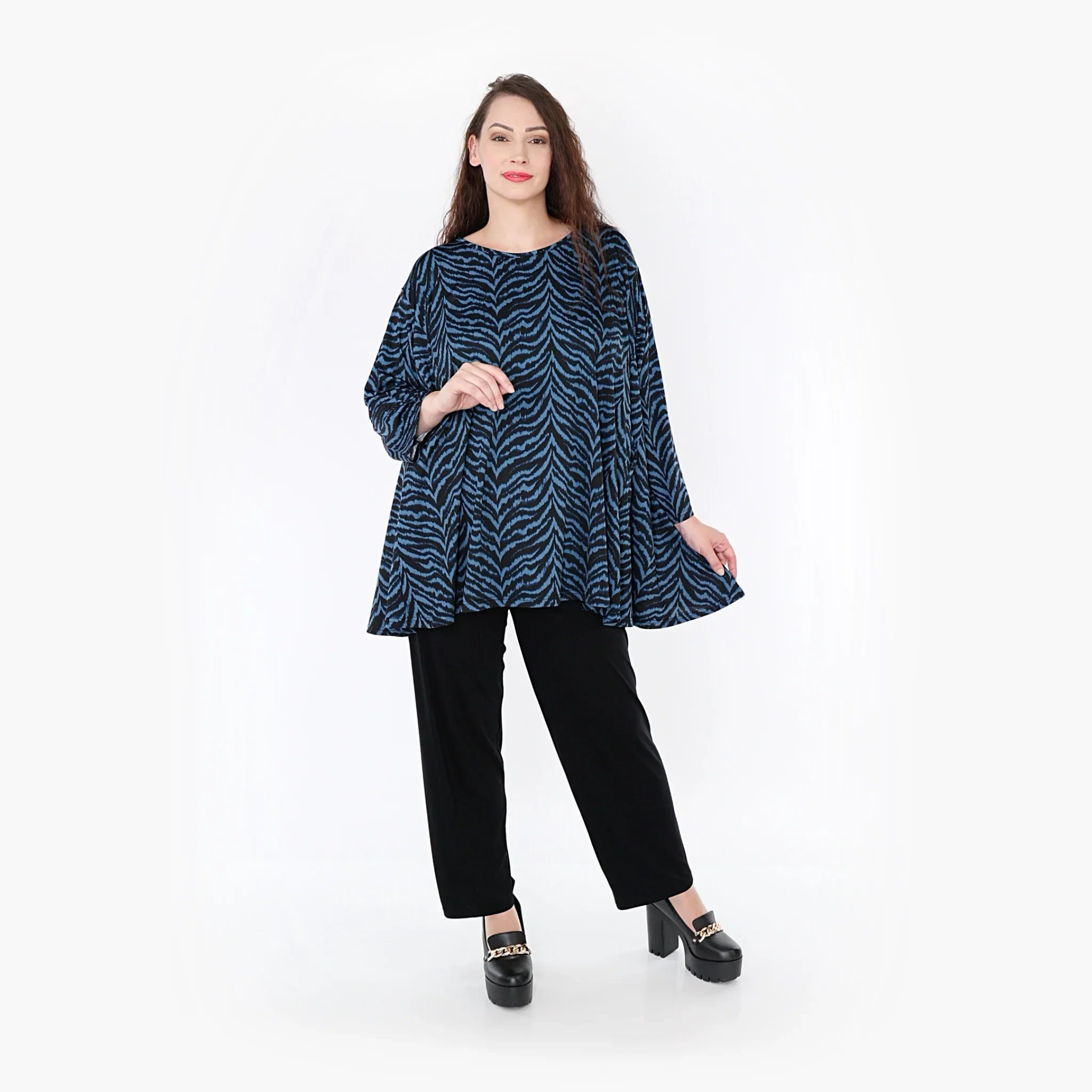 AKH Fashion Shirt 593 Hania, Petrol/Black