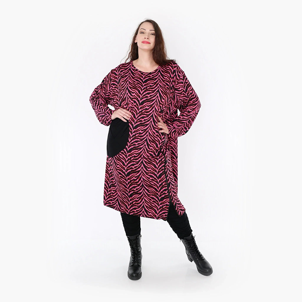 AKH Fashion Kleid 6942 Hania, Fuchsia/Schwarz