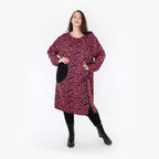 AKH Fashion Kleid 6942 Hania, Fuchsia/Schwarz