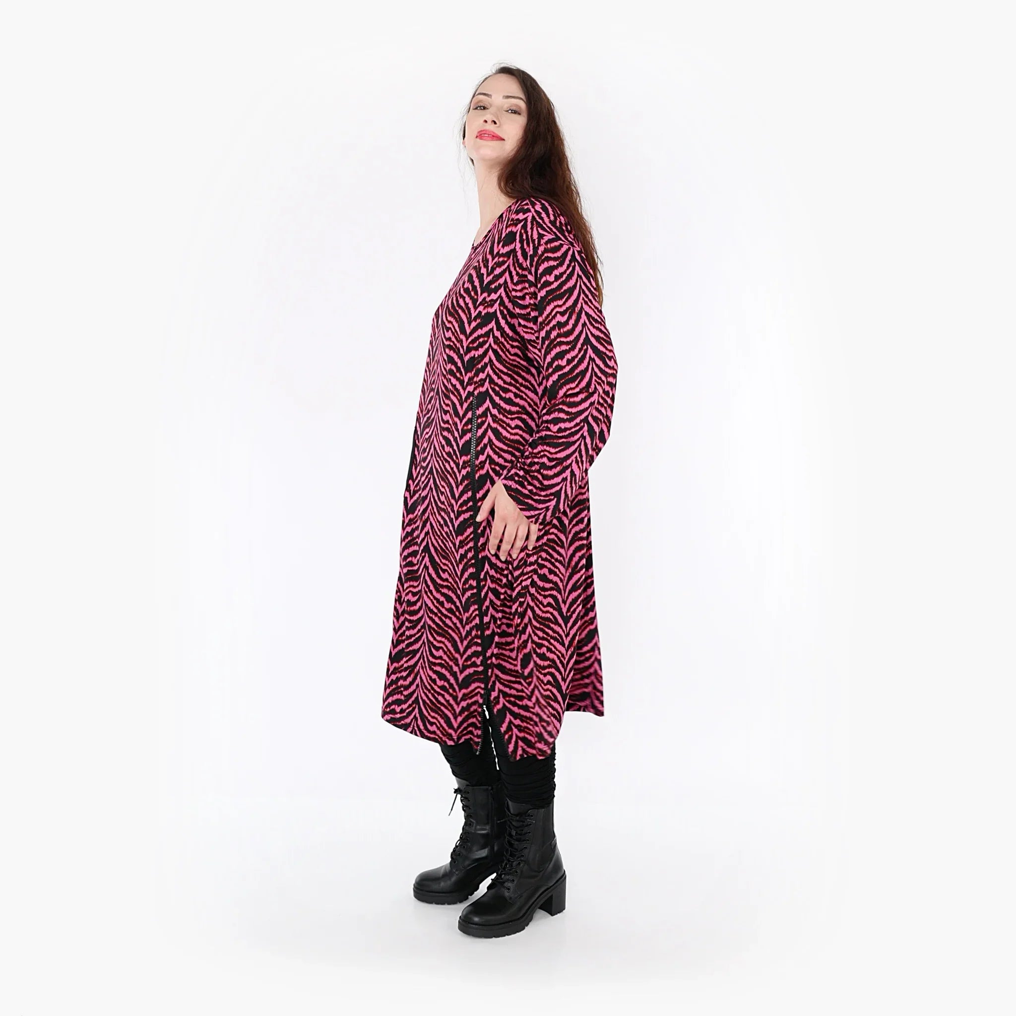 AKH Fashion Kleid 6942 Hania, Fuchsia/Schwarz