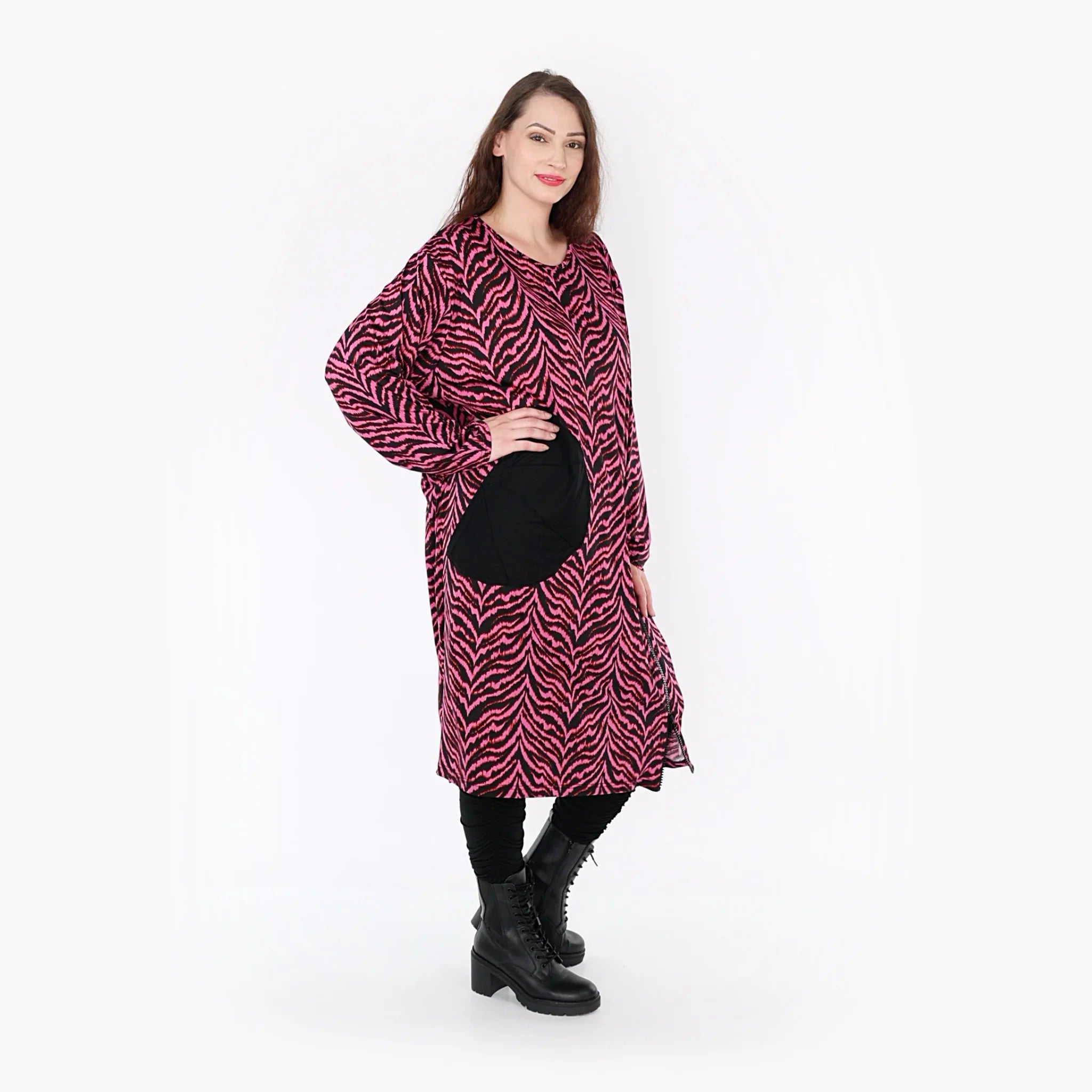 AKH Fashion Kleid 6942 Hania, Fuchsia/Schwarz