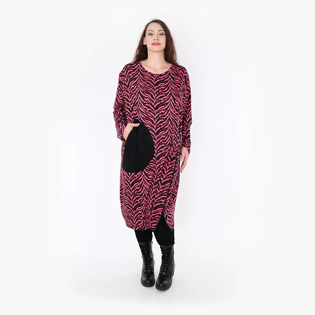 AKH Fashion Kleid 6942 Hania, Fuchsia/Schwarz