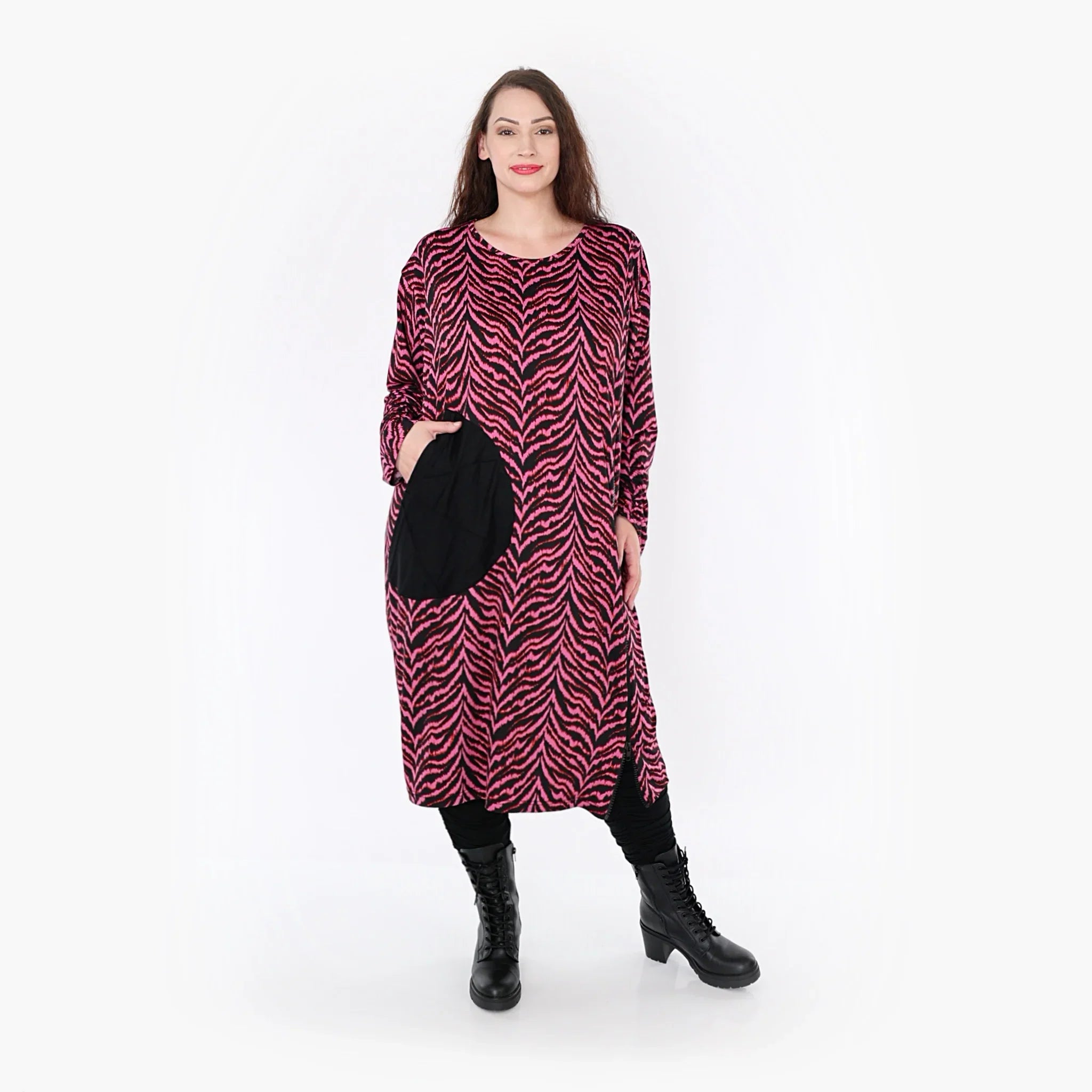 AKH Fashion Kleid 6942 Hania, Fuchsia/Schwarz