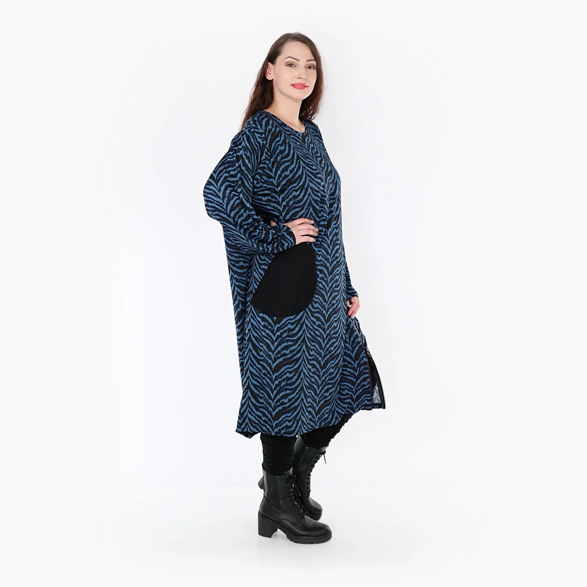 AKH Fashion Dress 6942 Hania, Petrol/Black