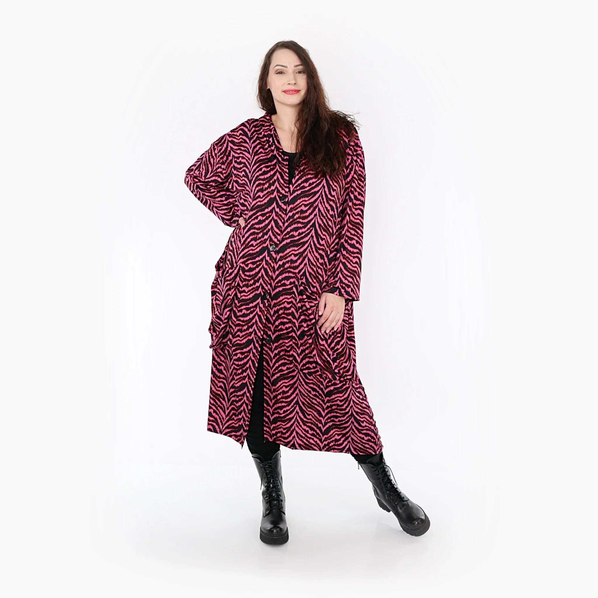 AKH Fashion Mantel 6976 Hania, Fuchsia/Schwarz