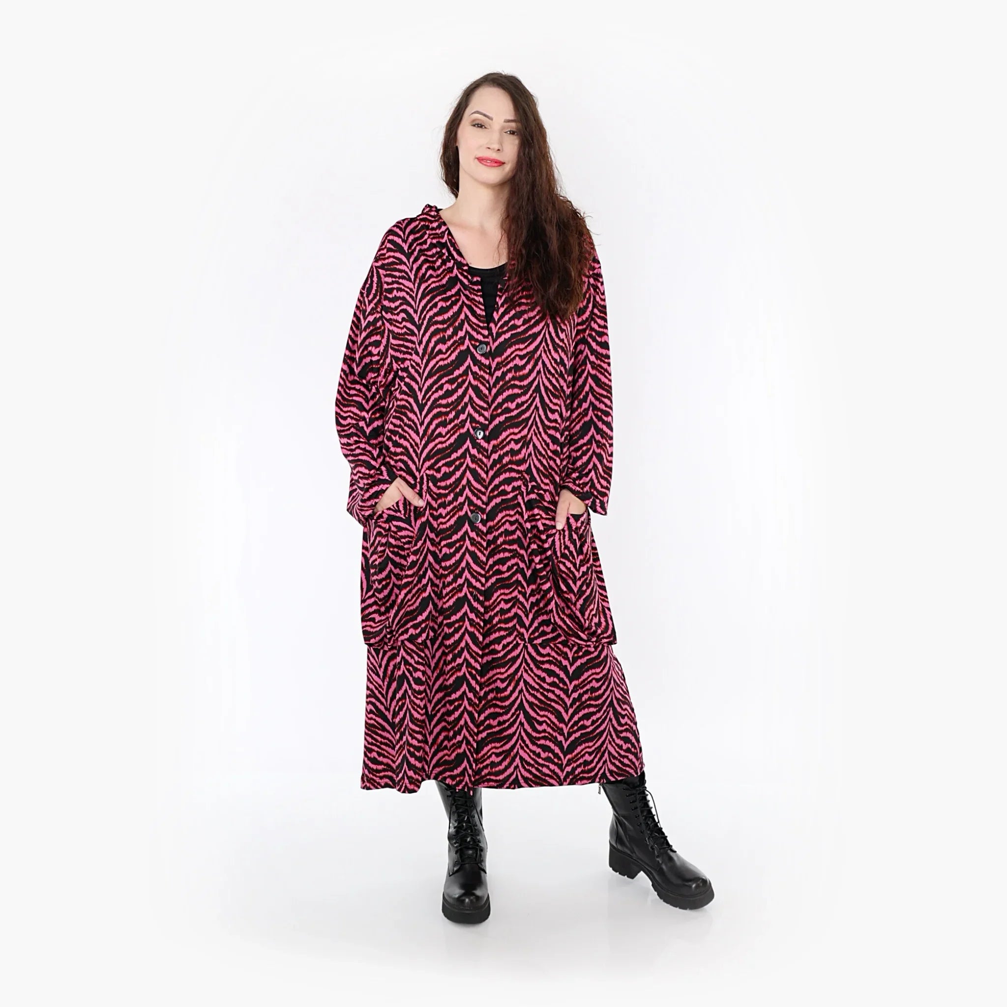 AKH Fashion Mantel 6976 Hania, Fuchsia/Schwarz