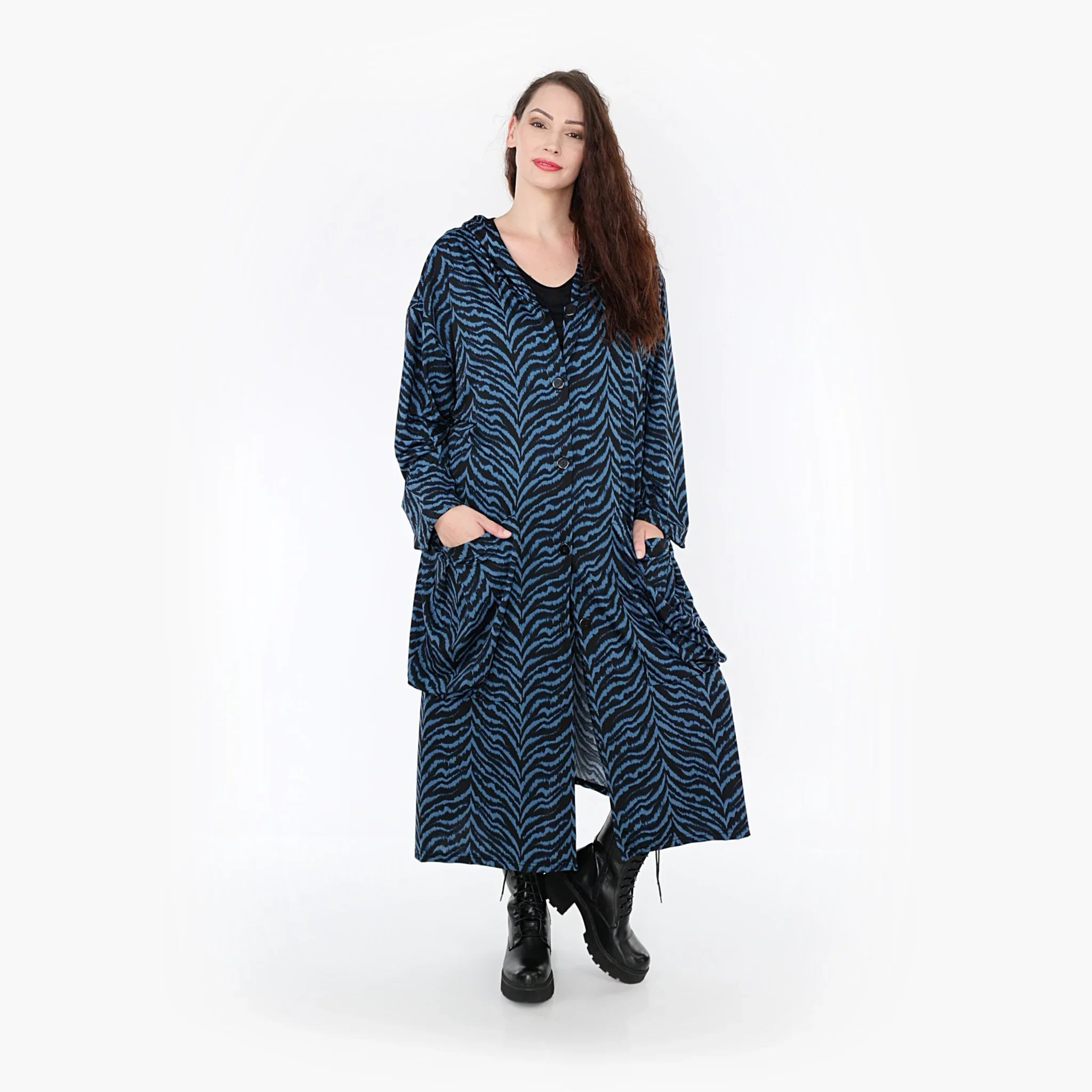 AKH Fashion Mantel 6976 Hania, Petrol/Schwarz