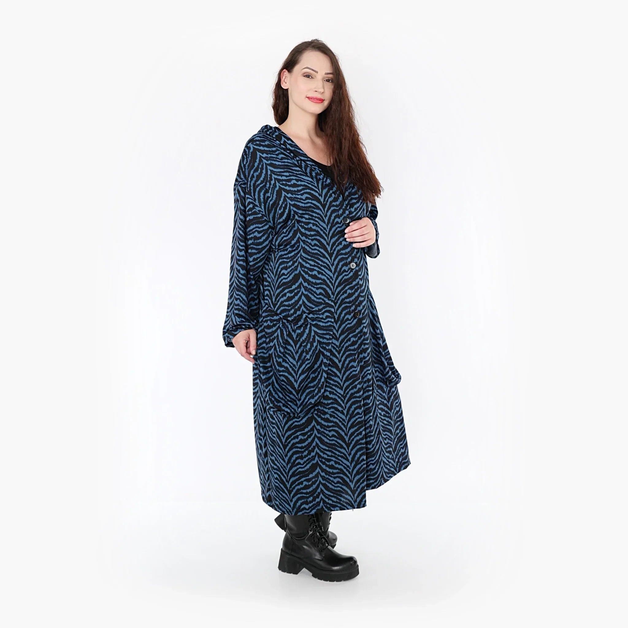 AKH Fashion Mantel 6976 Hania, Petrol/Schwarz