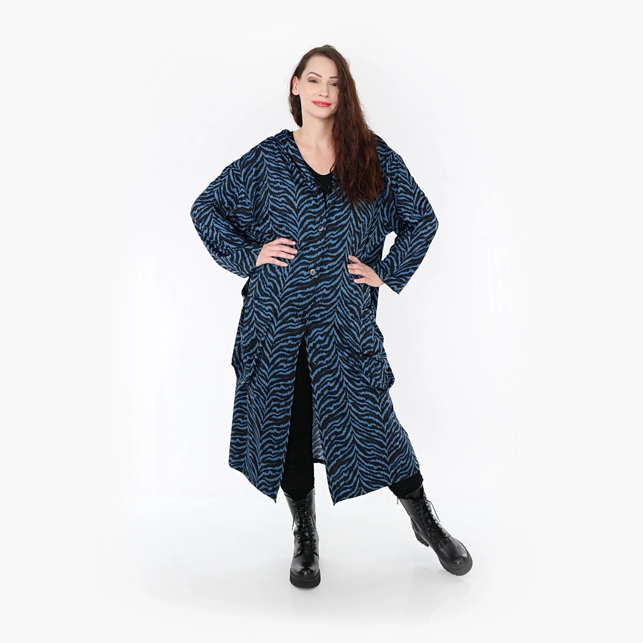 AKH Fashion Mantel 6976 Hania, Petrol/Schwarz