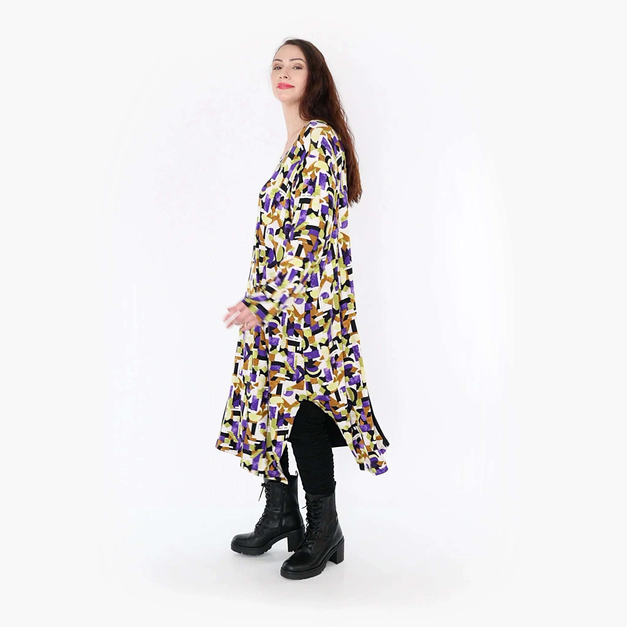 AKH Fashion Kleid 6980 Adna, Violett/Lime/Schwarz
