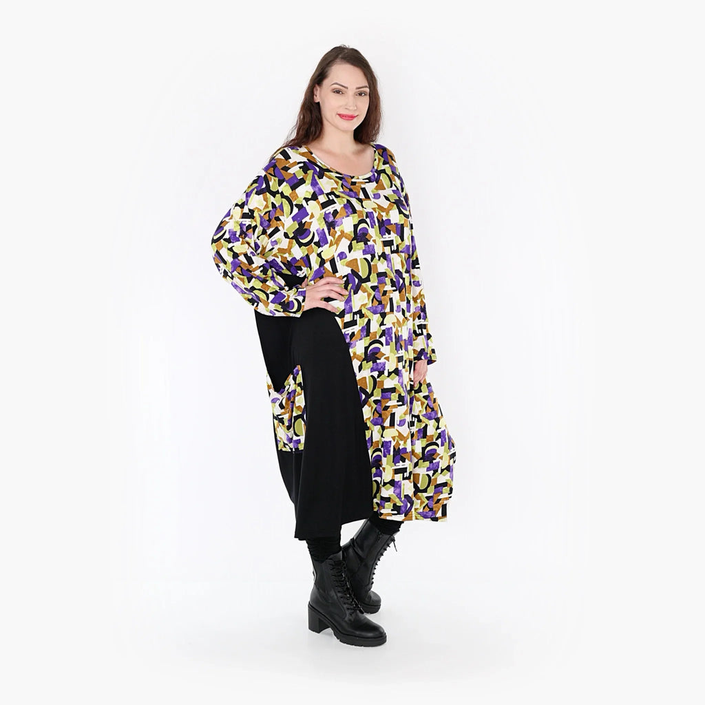 AKH Fashion Kleid 6980 Adna, Violett/Lime/Schwarz