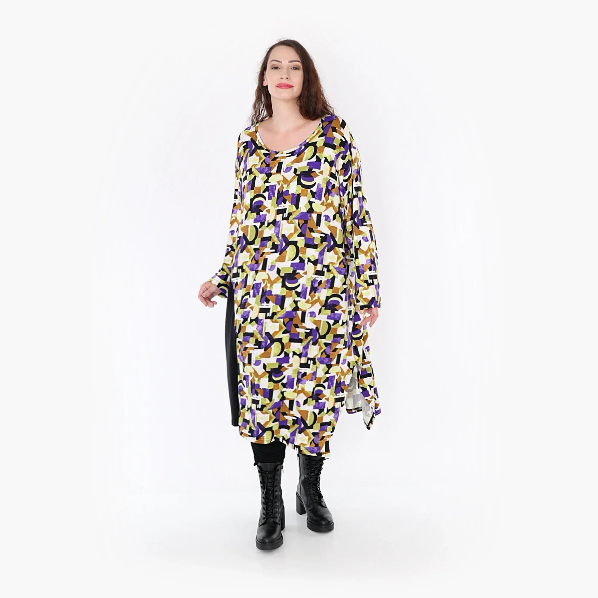 AKH Fashion Kleid 6980 Adna, Violett/Lime/Schwarz