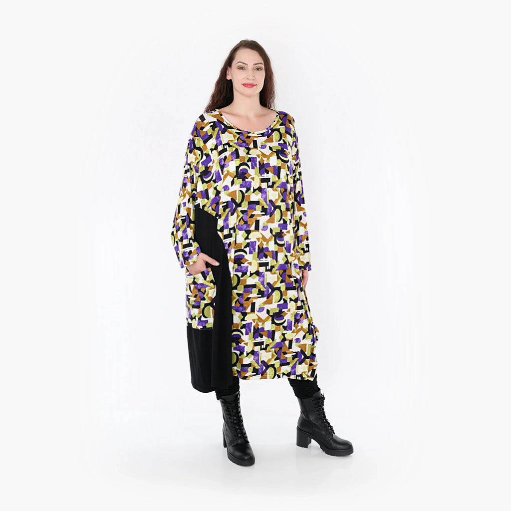 AKH Fashion Kleid 6980 Adna, Violett/Lime/Schwarz