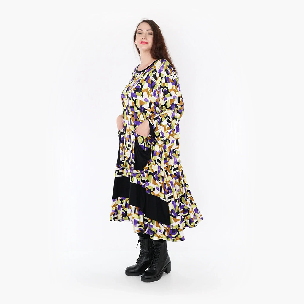 AKH Fashion Kleid 6981 Adna, Violett/Lime/Schwarz
