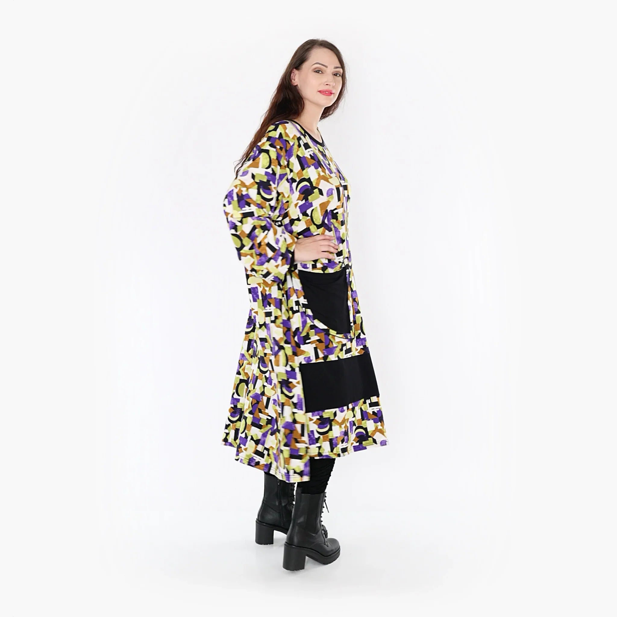 AKH Fashion Kleid 6981 Adna, Violett/Lime/Schwarz