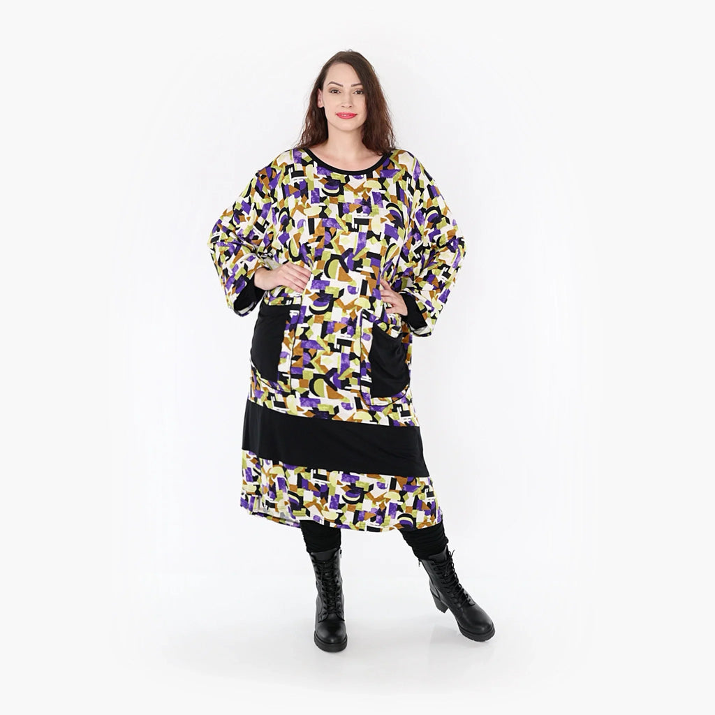 AKH Fashion Kleid 6981 Adna, Violett/Lime/Schwarz
