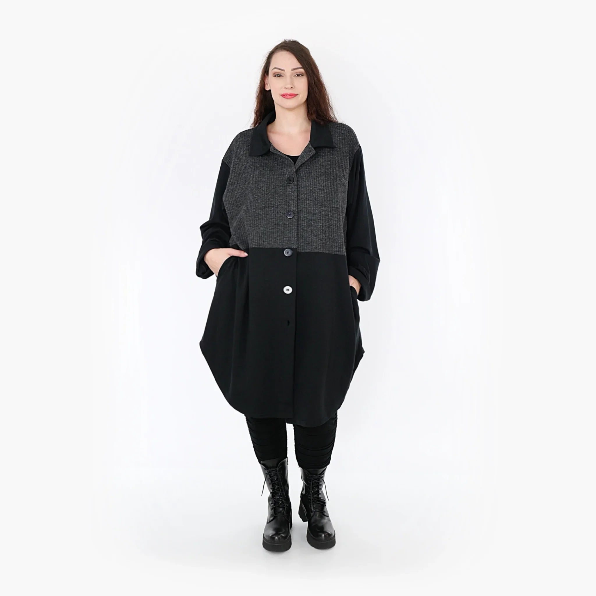 AKH 6881 Blouse, Black-Dark Grey