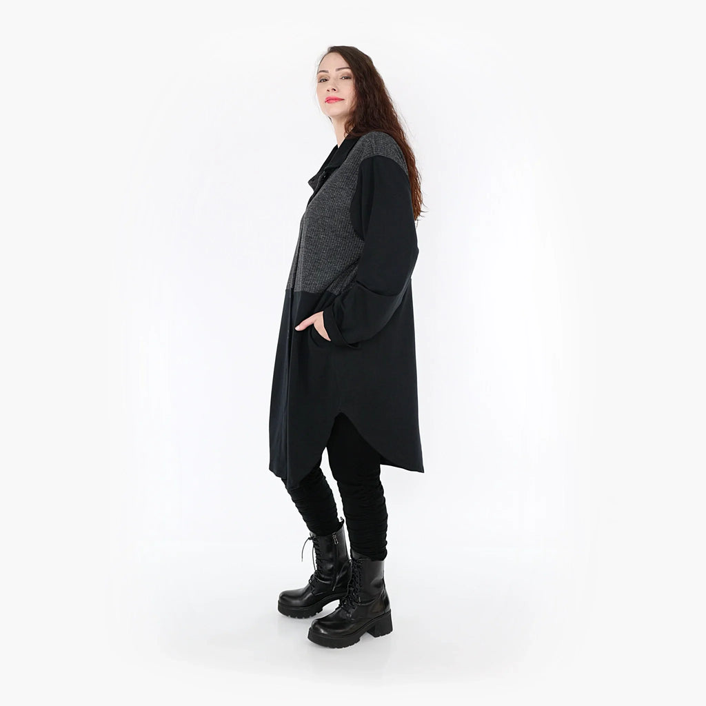 AKH 6881 Blouse, Black-Dark Grey