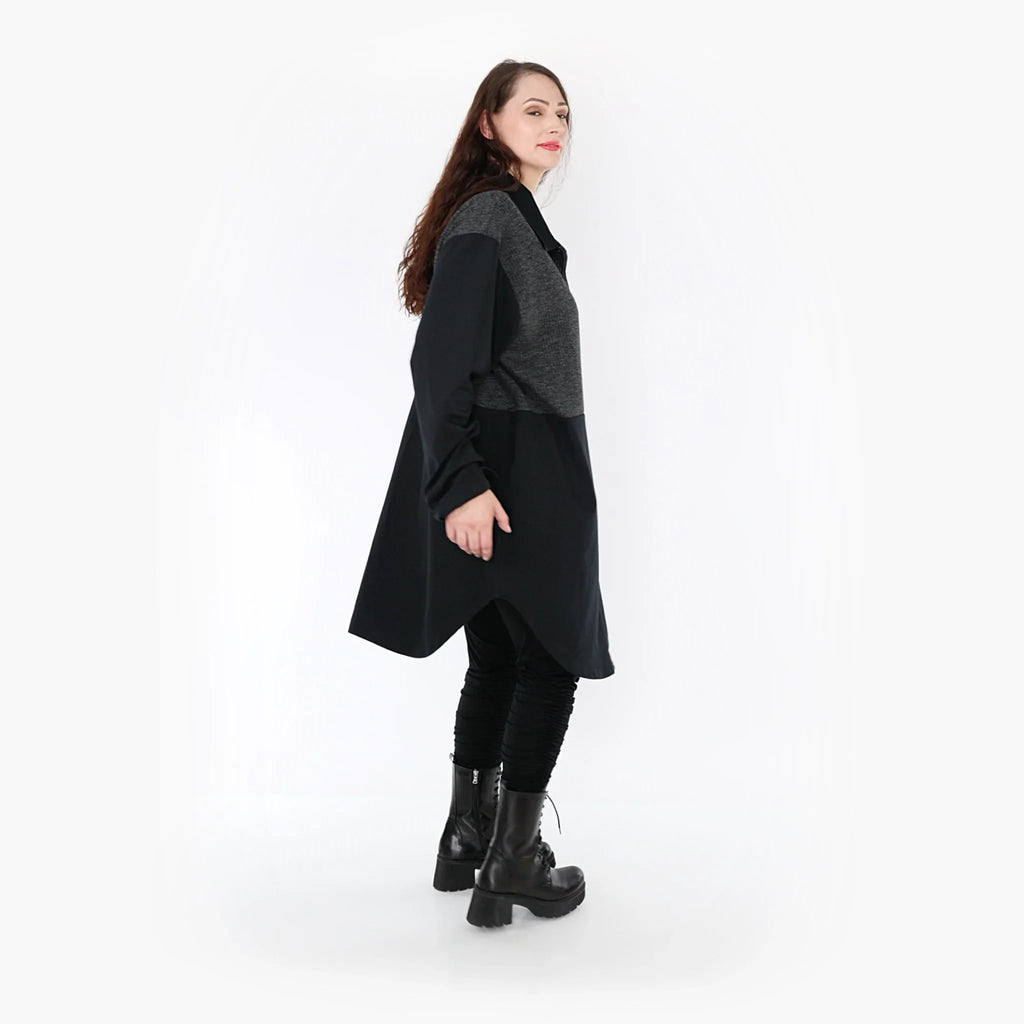 AKH 6881 Blouse, Black-Dark Grey