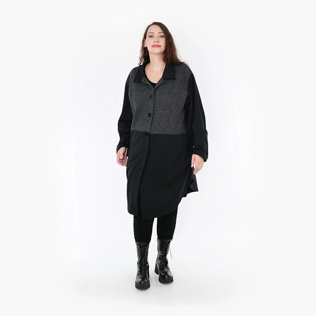 AKH 6881 Blouse, Black-Dark Grey