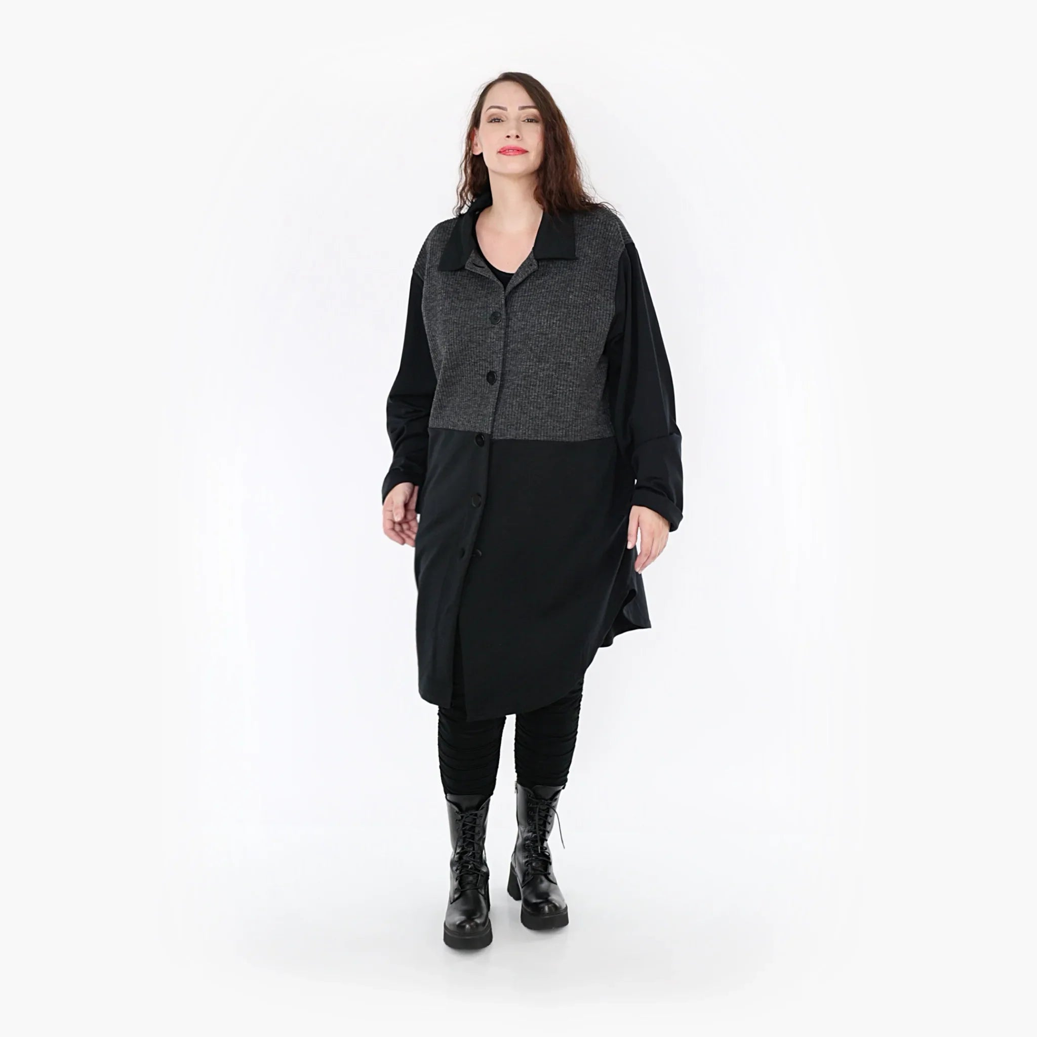 AKH 6881 Blouse, Black-Dark Grey