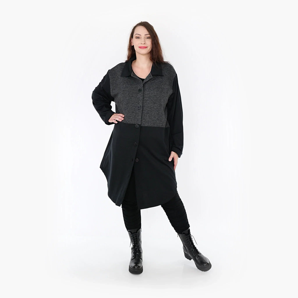 AKH 6881 Blouse, Black-Dark Grey