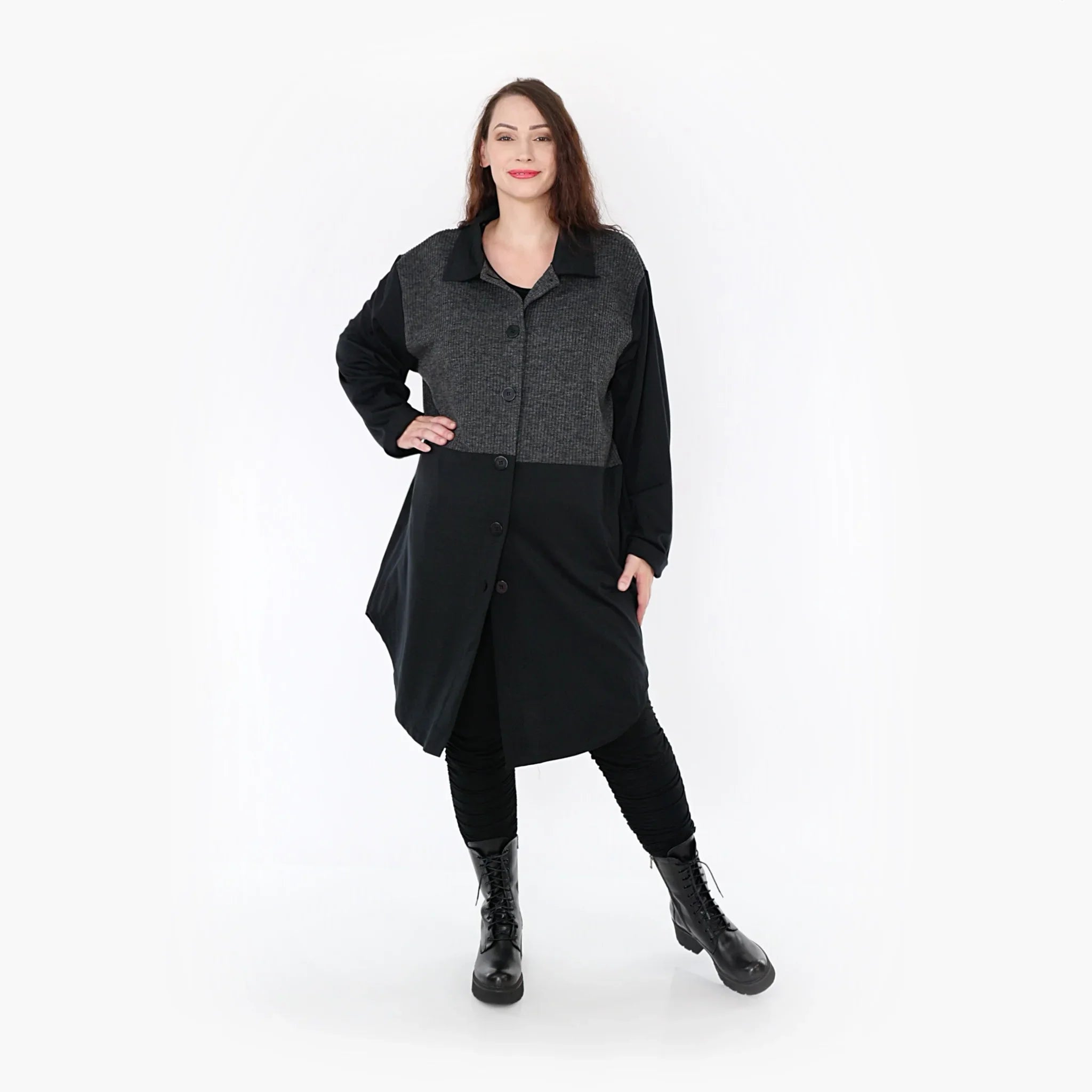 AKH 6881 Blouse, Black-Dark Grey