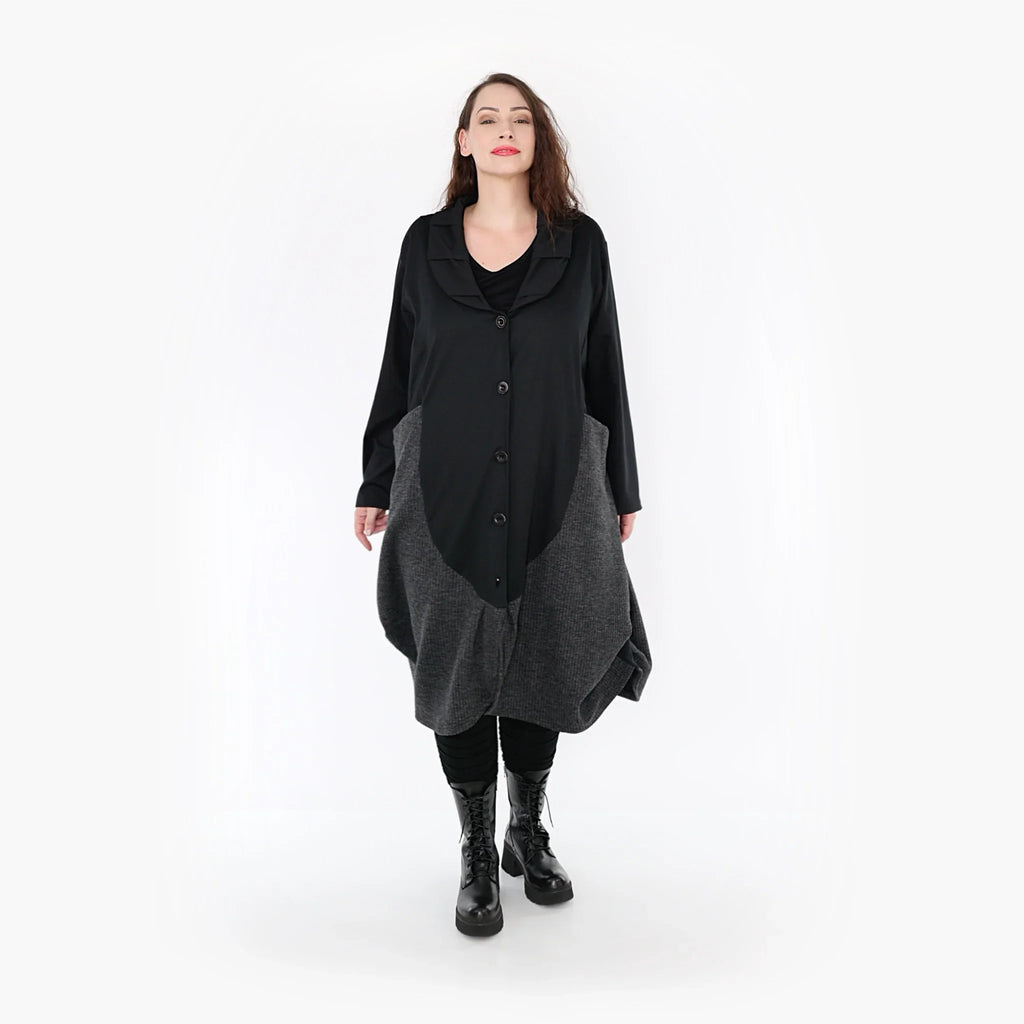 AKH Fashion Coat 6885 Women, Black/Dark Grey