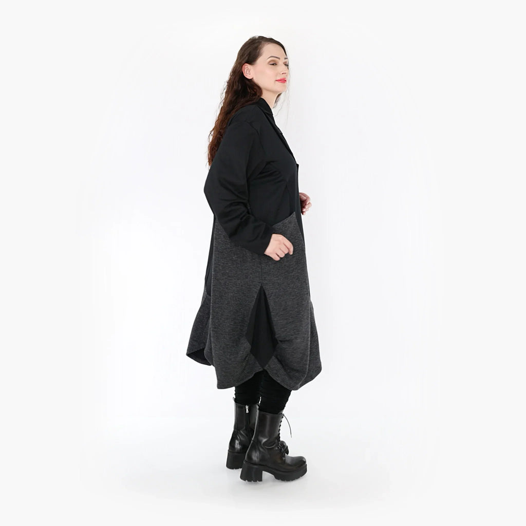 AKH Fashion Coat 6885 Women, Black/Dark Grey