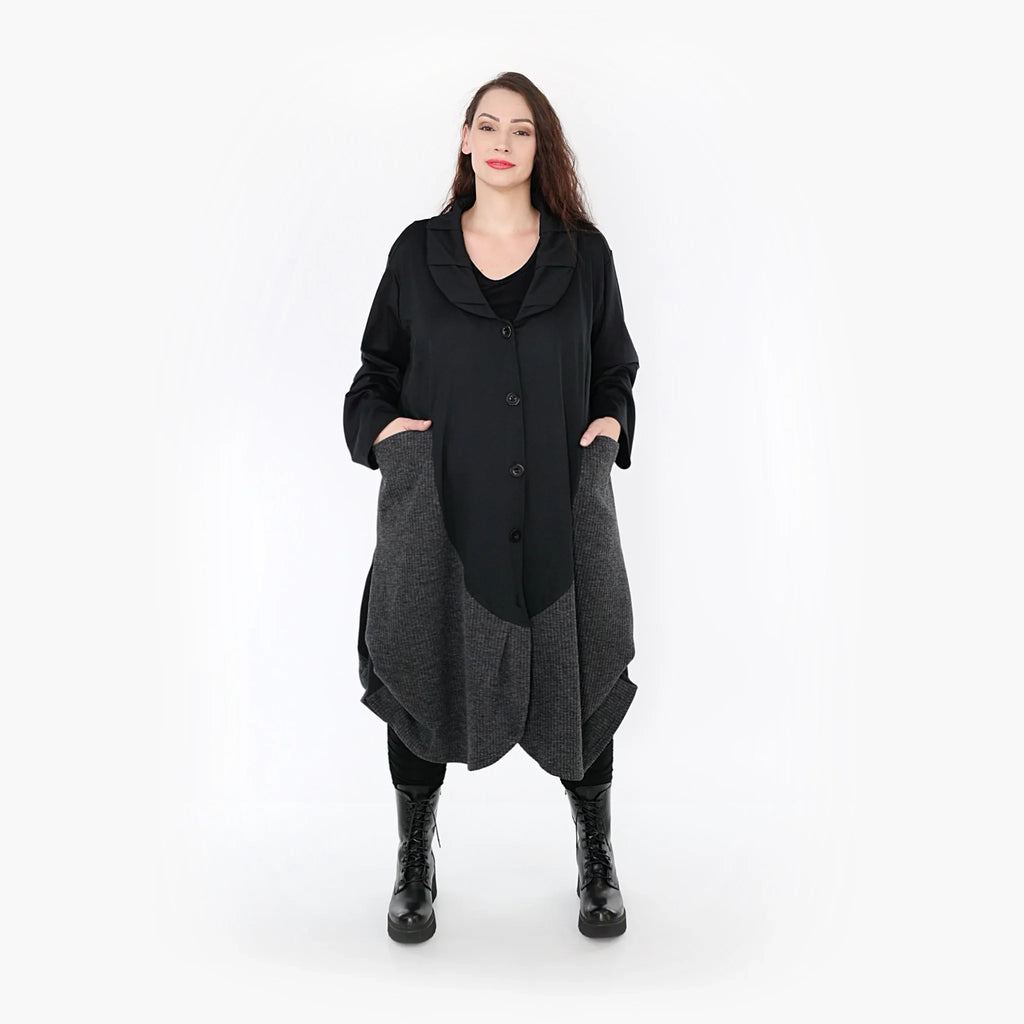 AKH Fashion Coat 6885 Women, Black/Dark Grey