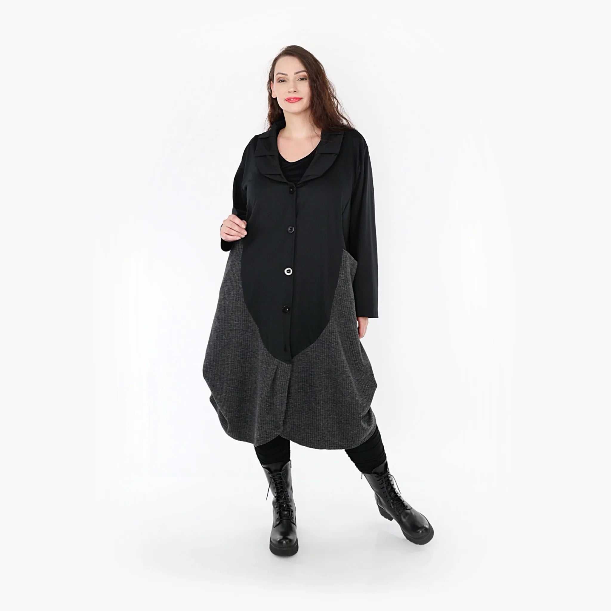 AKH Fashion Coat 6885 Women, Black/Dark Grey