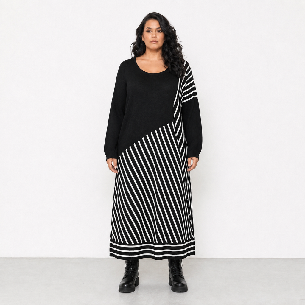 AKH Fashion Kleid Warmy 2318 Schwarz/Weiß