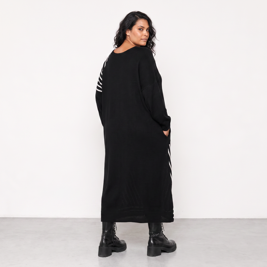 AKH Fashion Kleid Warmy 2318 Schwarz/Weiß